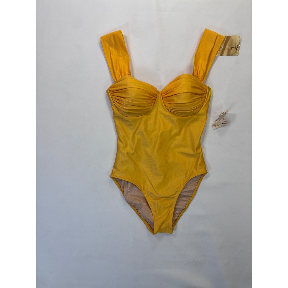 Yellow Women’s One-Piece Swimsuit with Ruched Bust